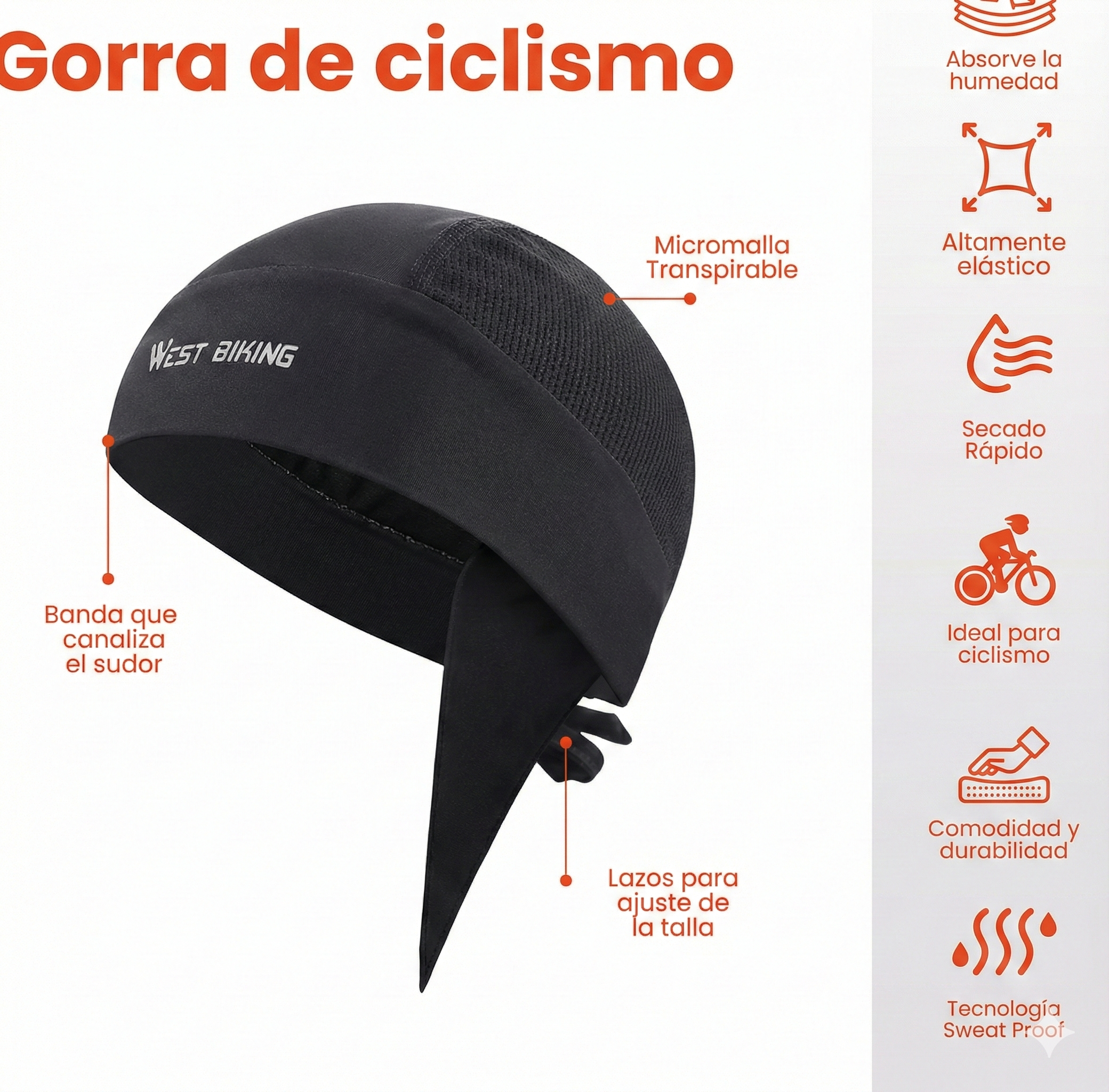 Balaclava para casco, ciclismo, atletismo o moto.