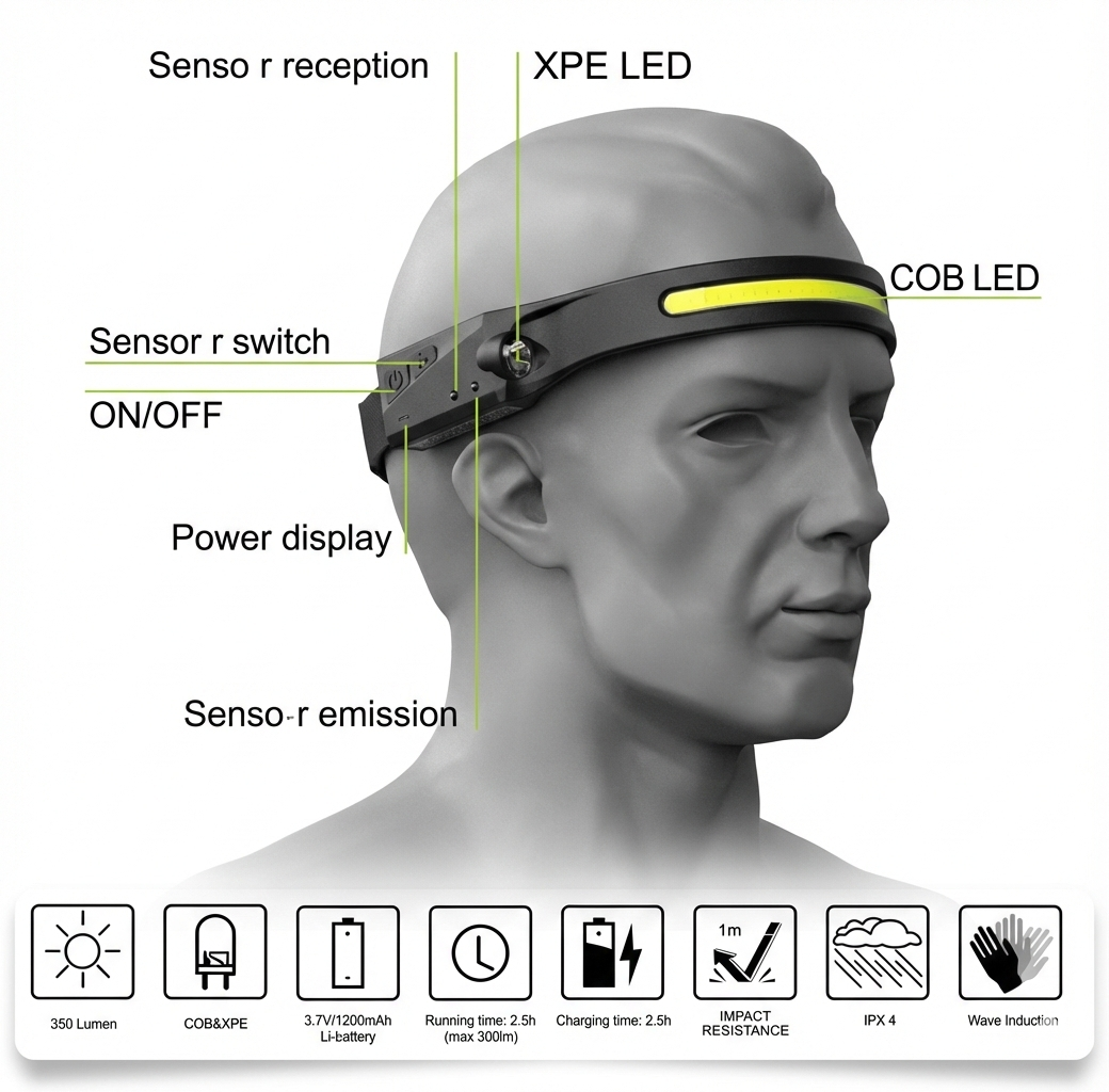 Linterna Frontal Recargable