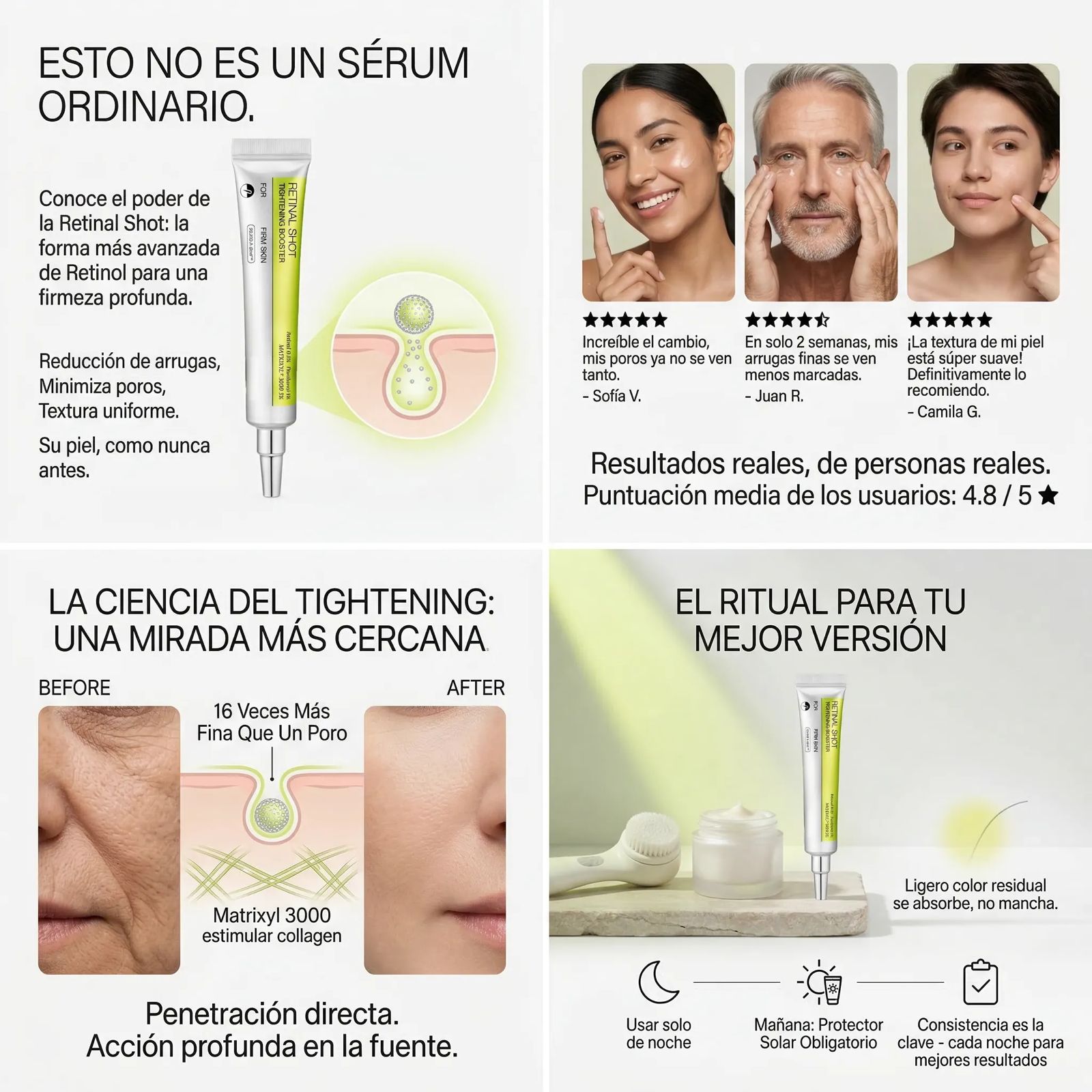 2X1 Retinol Shot Antiedad Renovación Celular y Reducción de Arrugas
